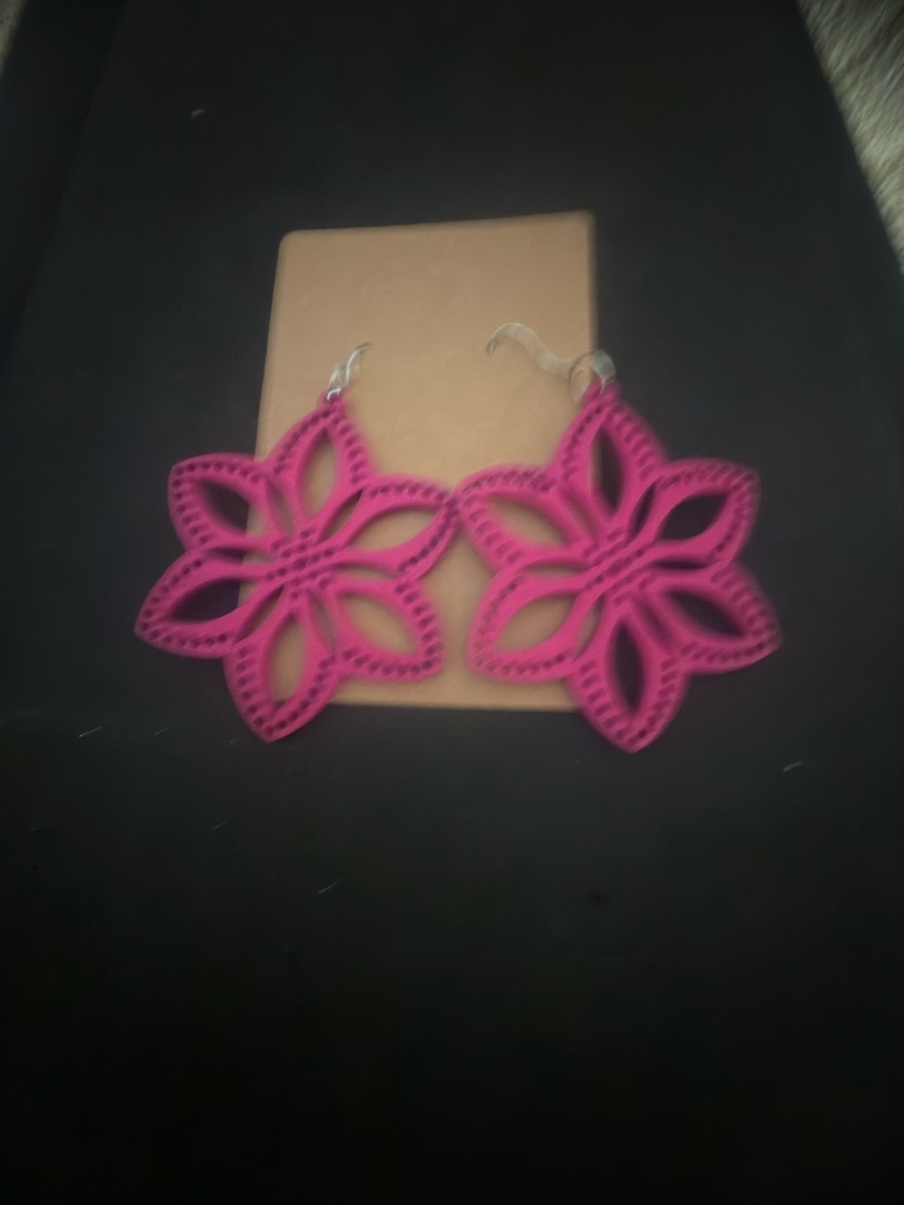 Pink Floral wood Cutout Drop Earrings - Women Jewelry